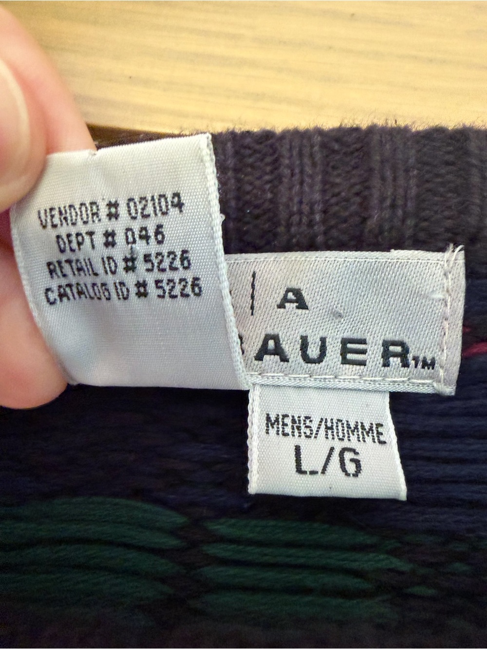 Vintage AKA Eddie Bauer Navy Crewneck Sweater Plaid Cotton / Large - Picture 6 of 11